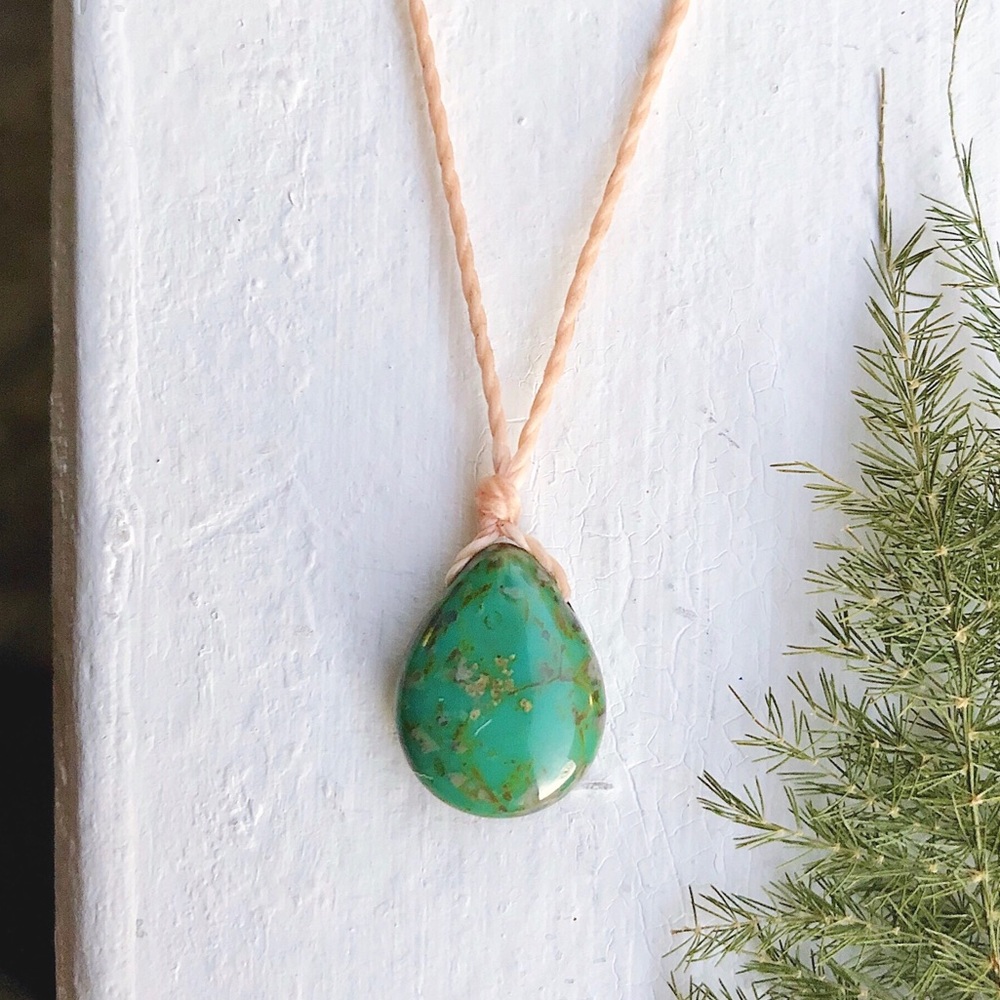 Picasso Czech Glass Teardrop (Peach) Necklace/Choker